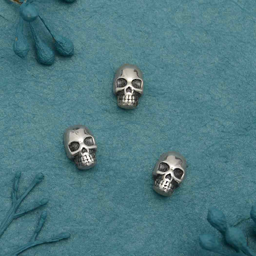 Sterling Silver Skull Solderable Charm - Poppies Jewelry