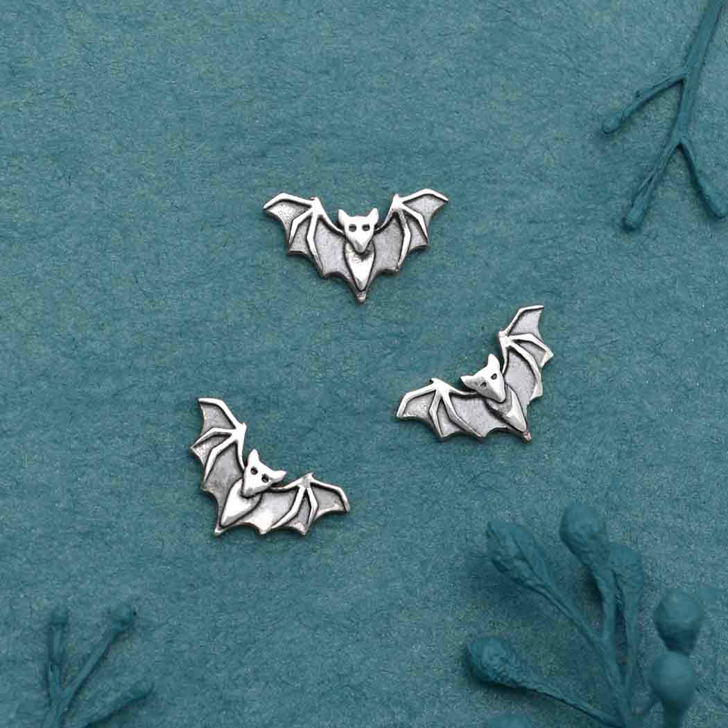 Sterling Silver Layered Bat Solderable Charm - Poppies Jewelry