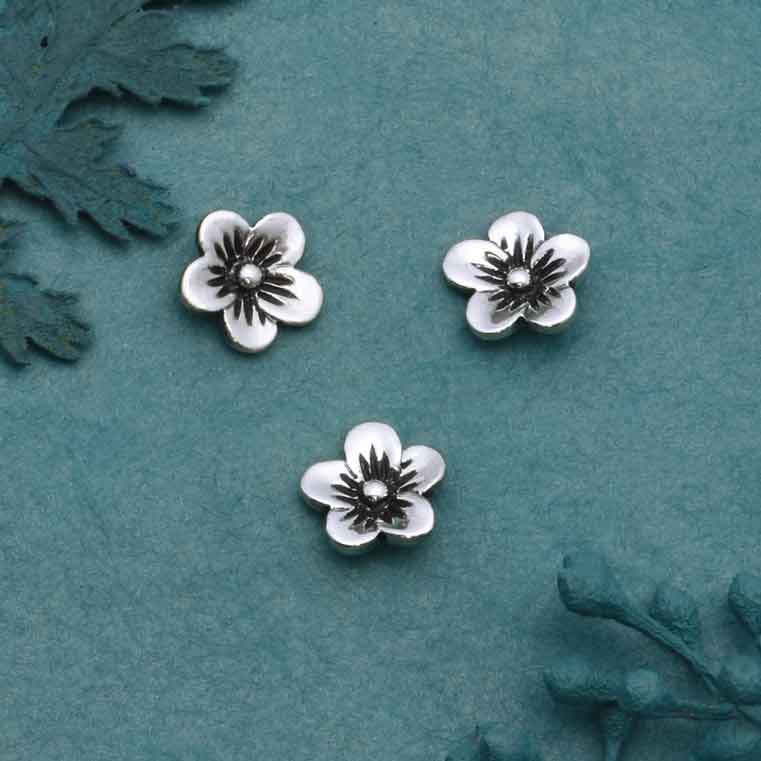 Sterling Silver Large Cherry Blossom Solderable Charm - Poppies Jewelry