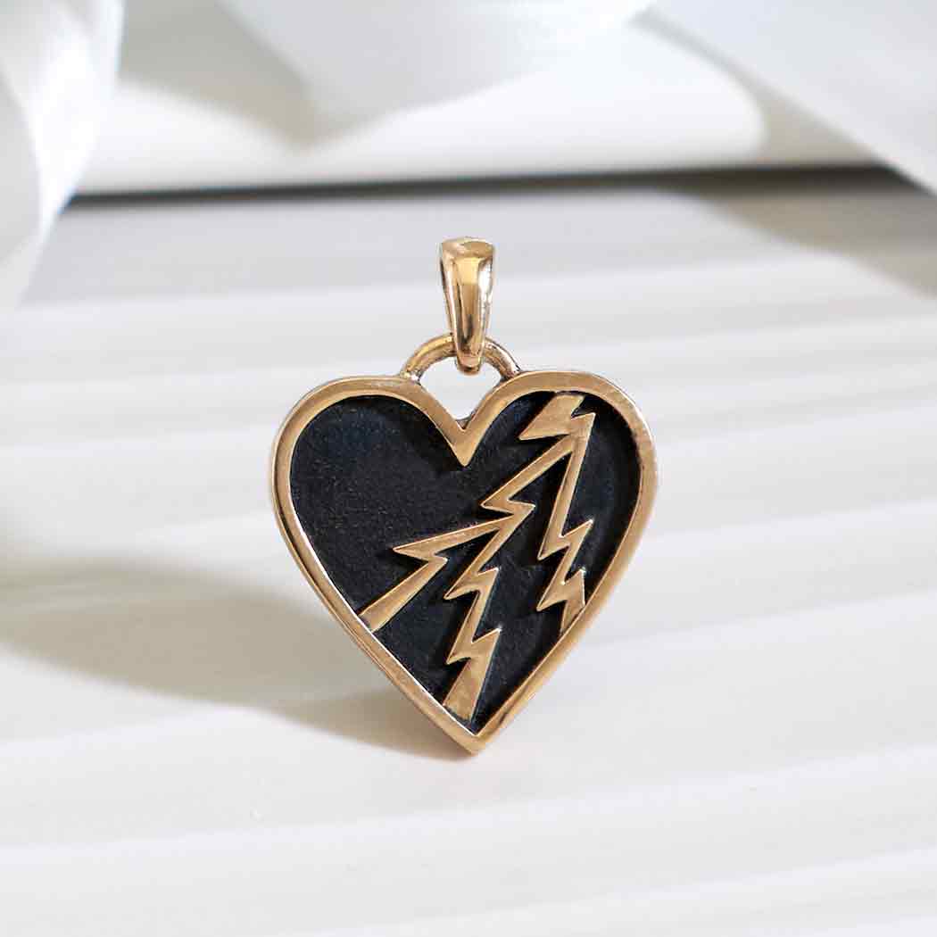Bronze Electric Heart Shadow Box Pendant - Tia Tynette Designs