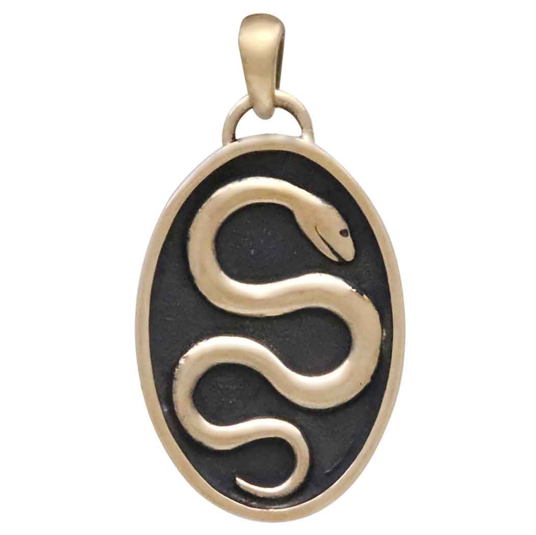 Bronze Snake in Shadowbox Pendant - Tia Tynette Designs