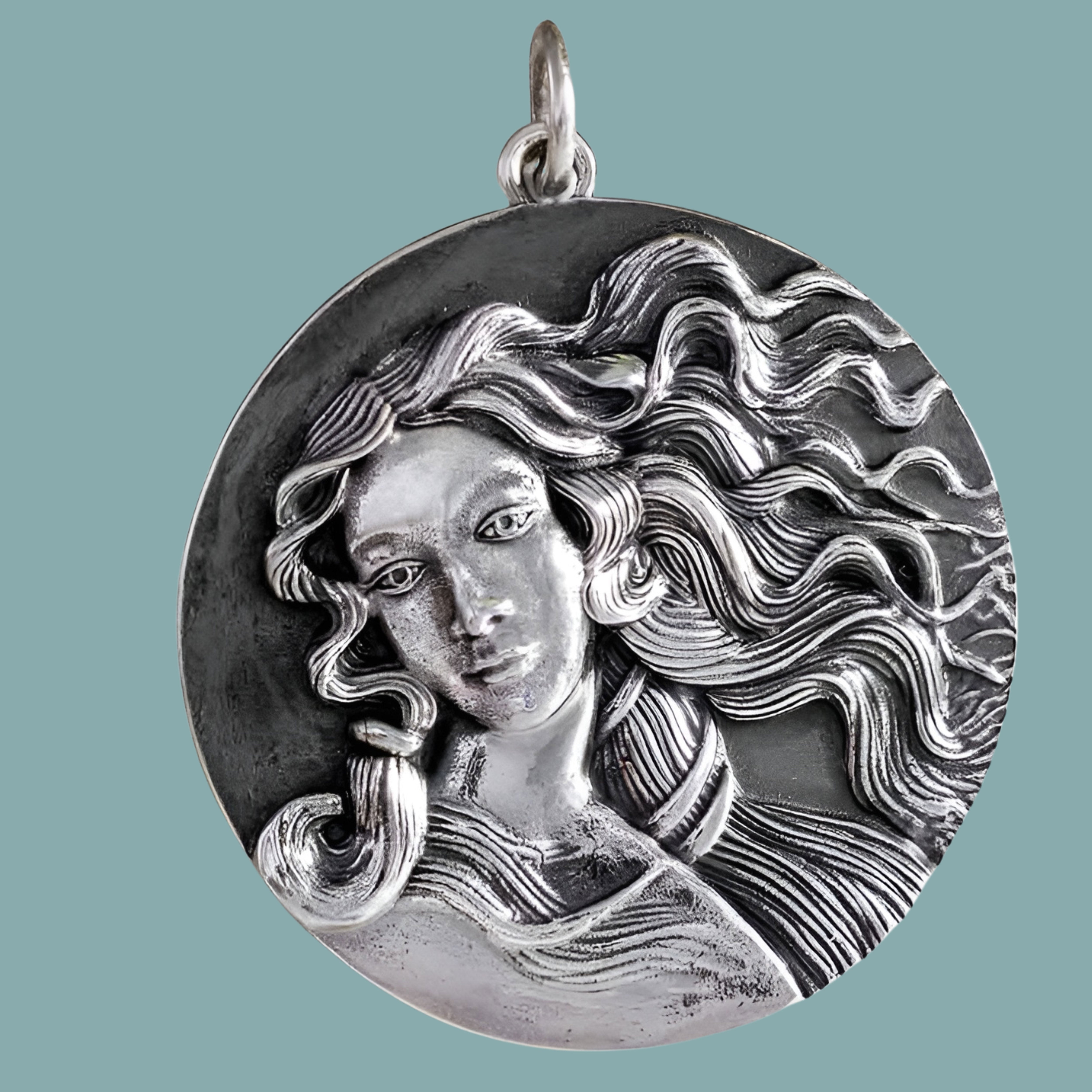Sterling Silver Birth of Venus Portrait Pendant - Poppies Jewelry