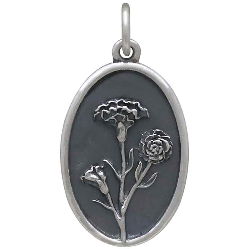 Silver Carnation Charm - January Birthflower - Tia Tynette Designs