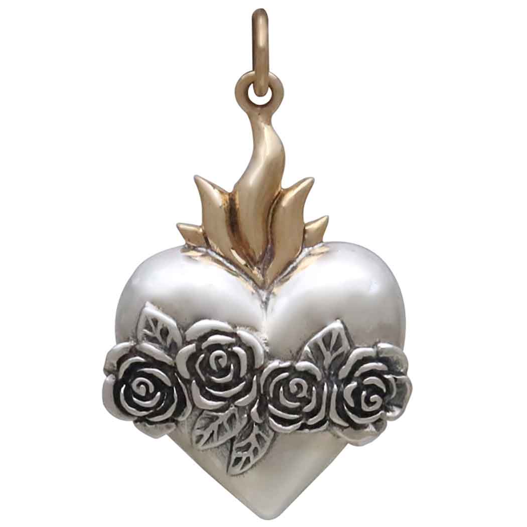 Mixed Metal Immaculate Heart of Mary Pendant - Poppies Jewelry