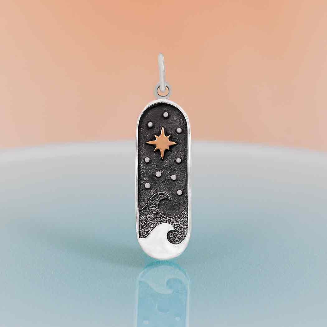 Mixed Metal Waves and North Star Layered Pendant - Poppies Jewelry