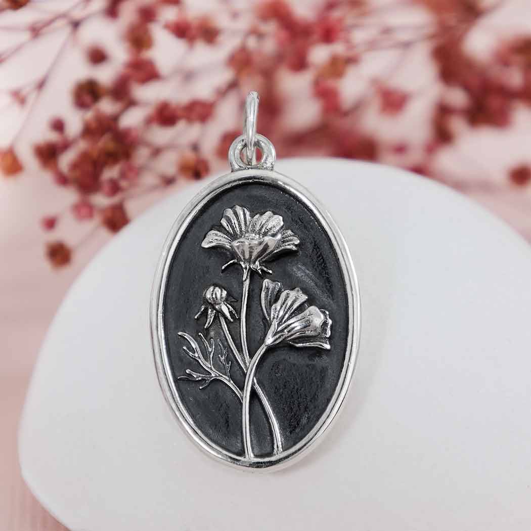 Silver Cosmo Charm - October Birthflower - Tia Tynette Designs