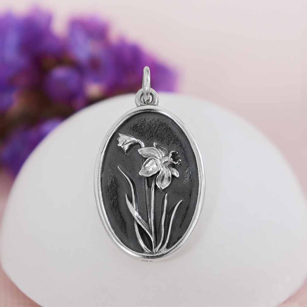 Silver Daffodil Charm - March Birthflower - Tia Tynette Designs