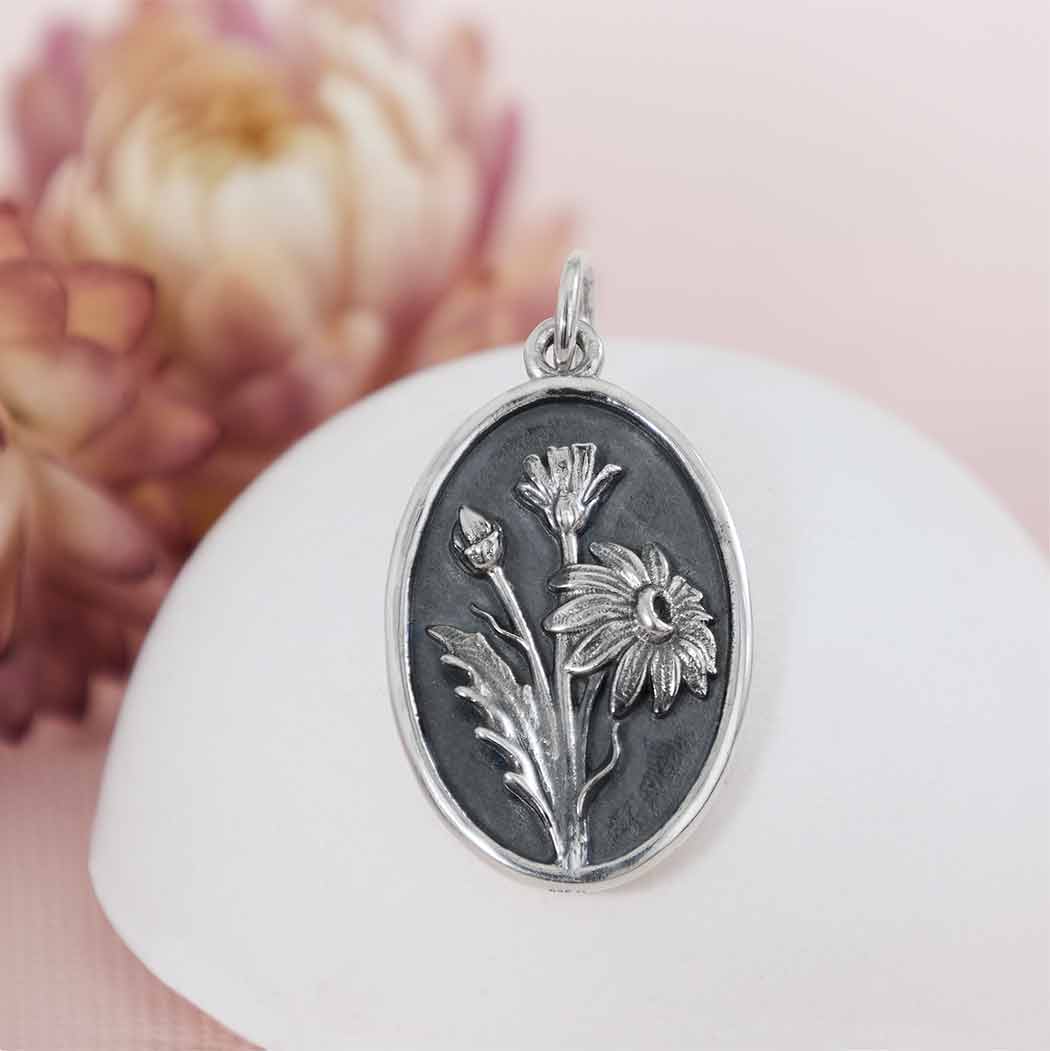 Silver Daisy Charm - April Birthflower - Tia Tynette Designs
