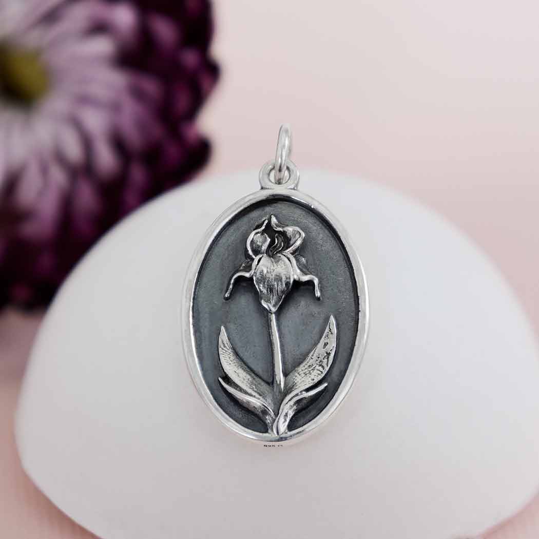 Silver Iris Charm - February Birthflower - Tia Tynette Designs