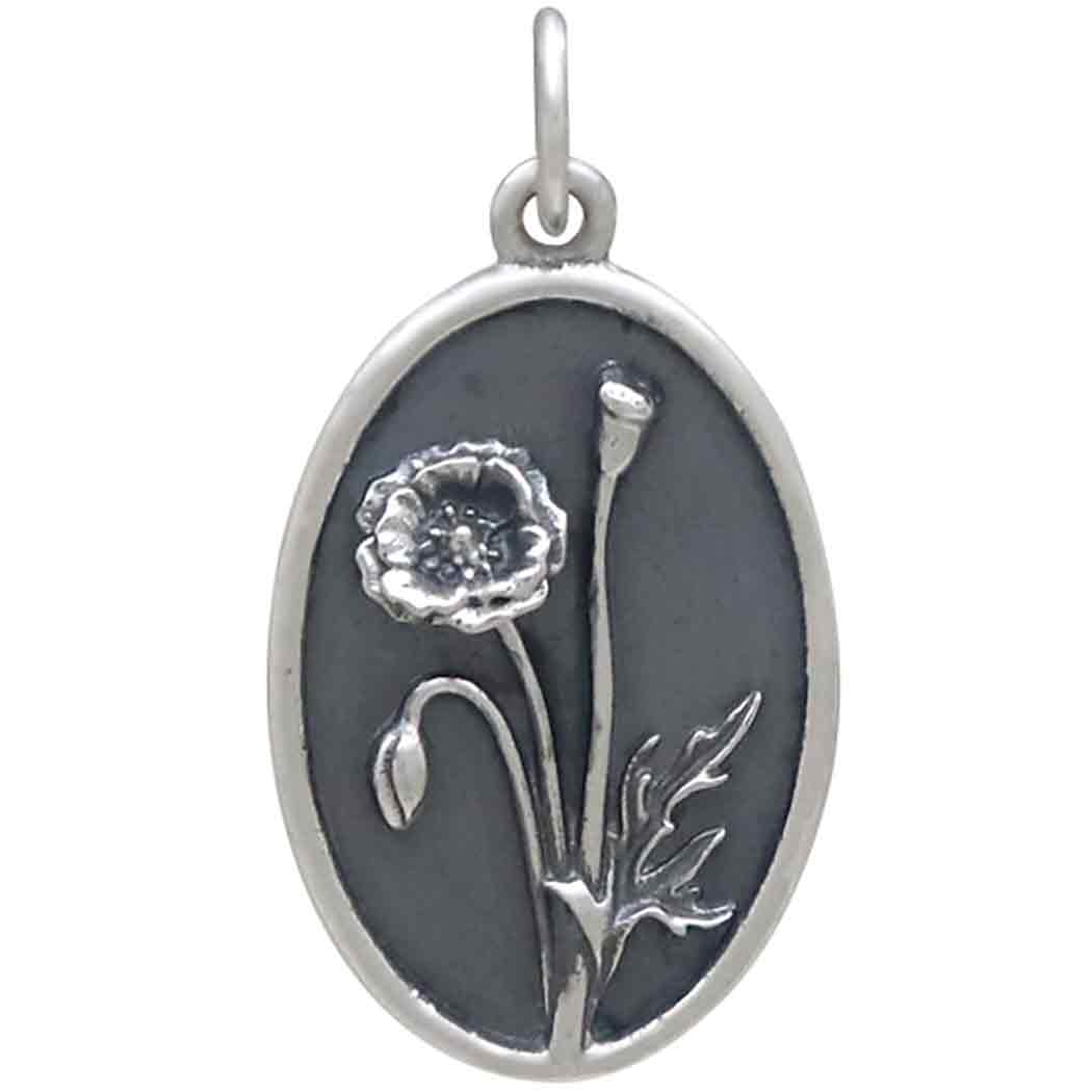 Silver Poppy Charm - August Birthflower - Tia Tynette Designs