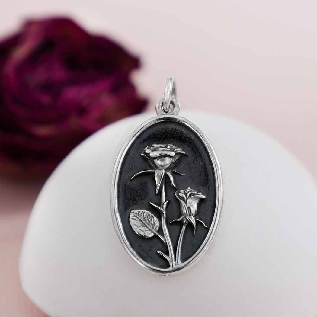Silver Rose Charm - June Birthflower - Tia Tynette Designs