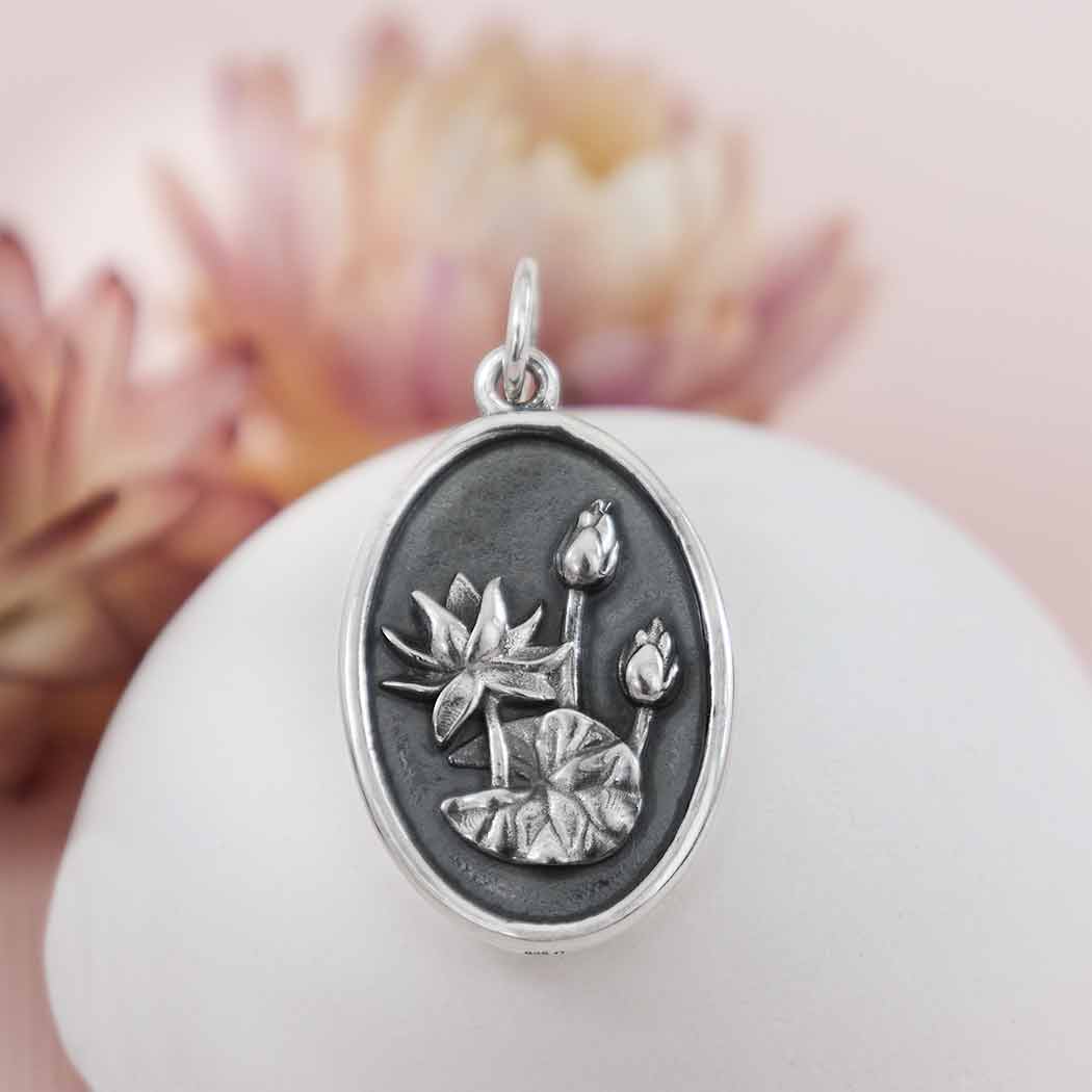 Silver Waterlily Charm - July Birthflower - Tia Tynette Designs