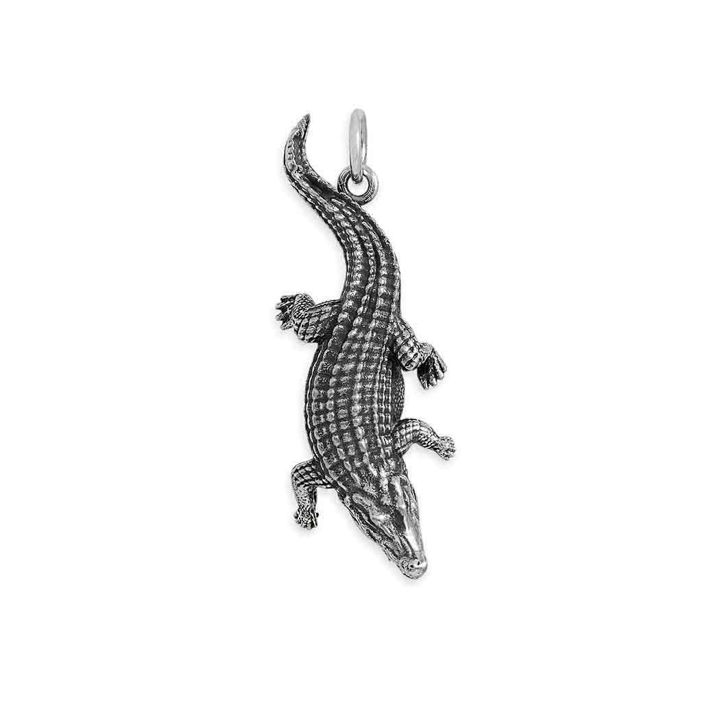 Sterling Silver Alligator Pendant - Poppies Jewelry