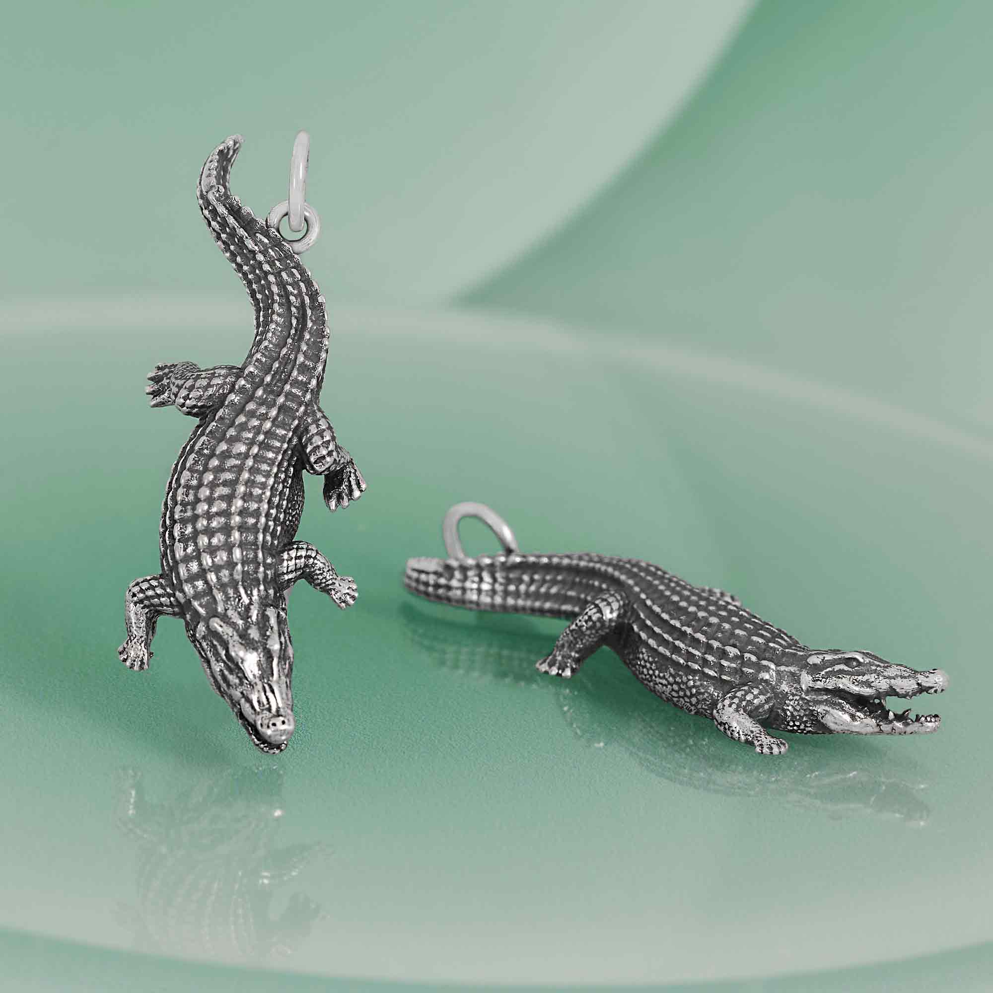 Sterling Silver Alligator Pendant - Poppies Jewelry