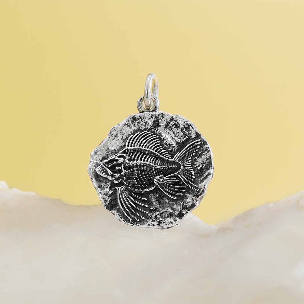 Sterling Silver Angler Fish Fossil Pendant - Poppies Jewelry