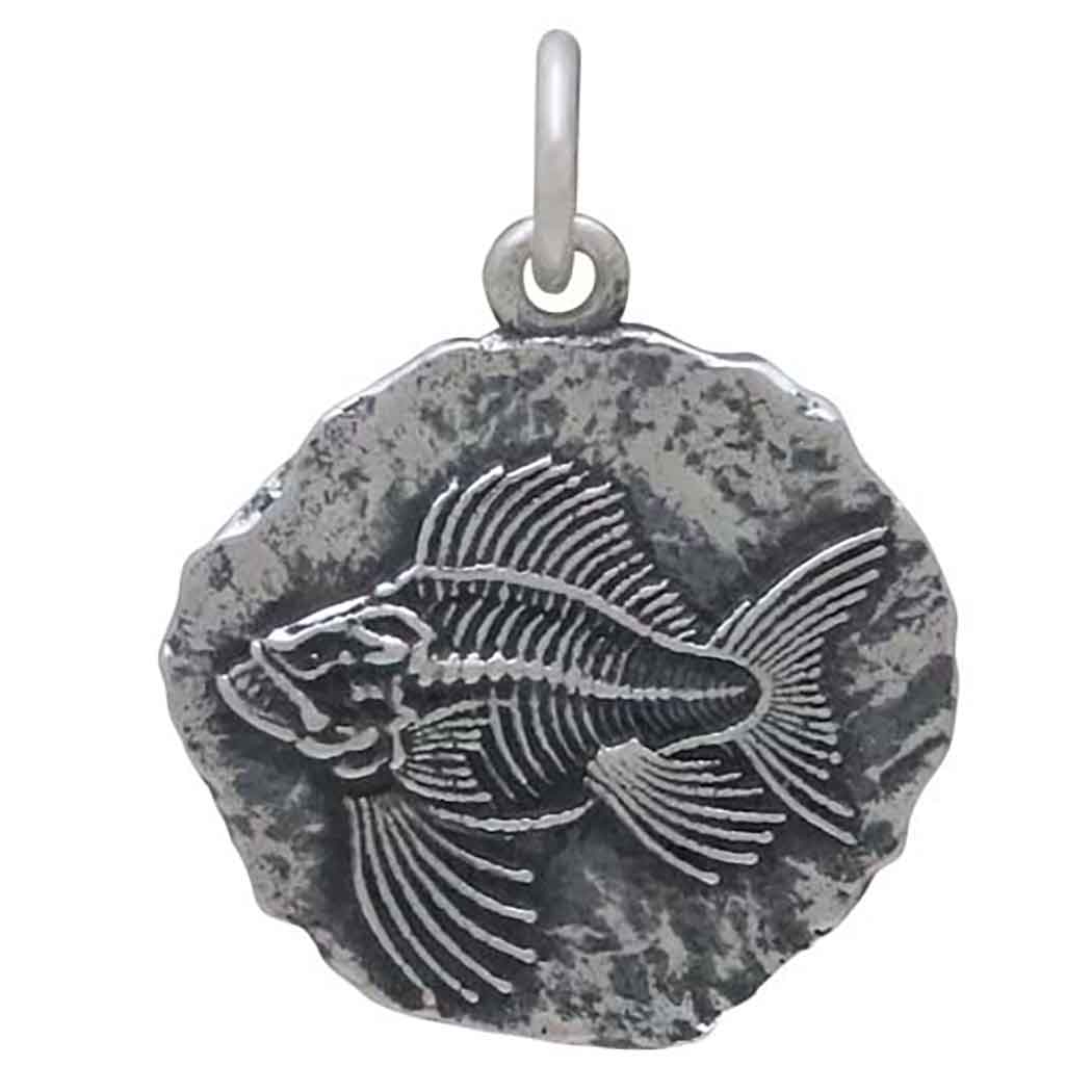 Sterling Silver Angler Fish Fossil Pendant - Poppies Jewelry