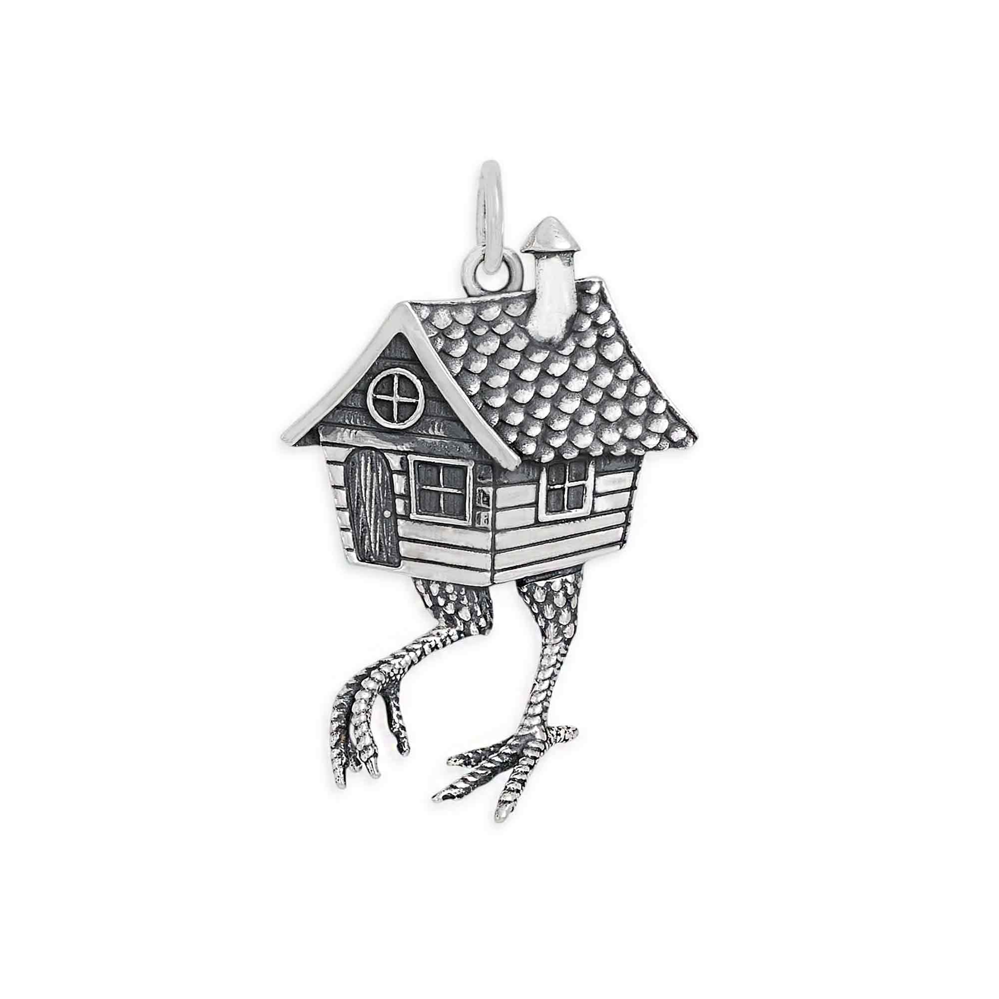 Sterling Silver Baba Yaga House Charm - Poppies Jewelry