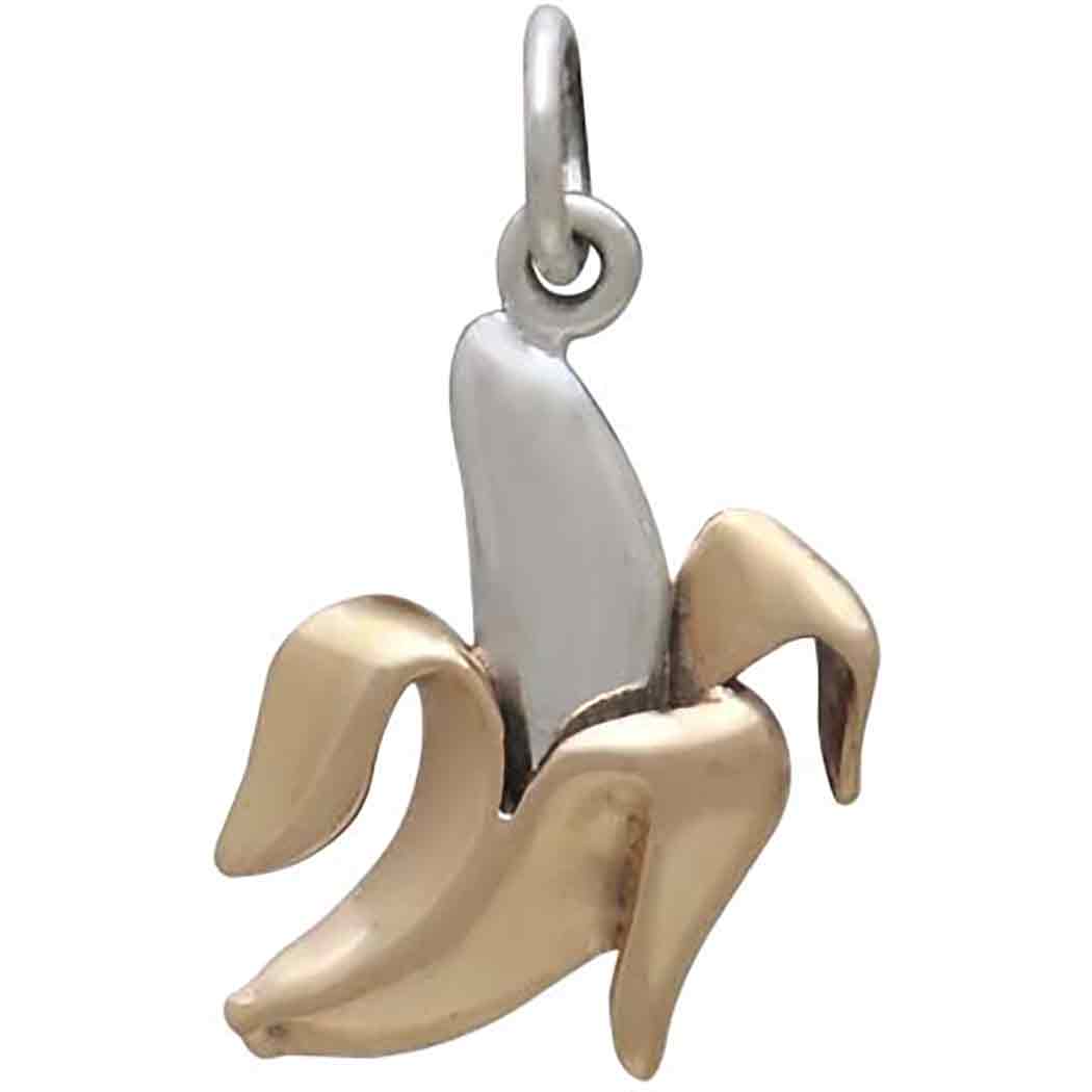 Sterling Silver Banana Charm with Bronze - Poppies Jewelry