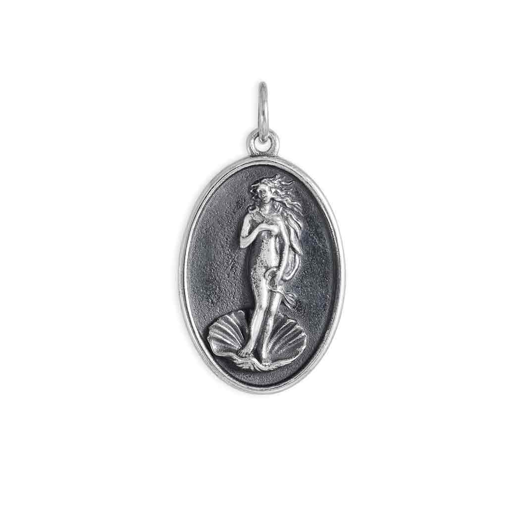 Sterling Silver Birth of Venus Figure on Oval Charm - Poppies Jewelry