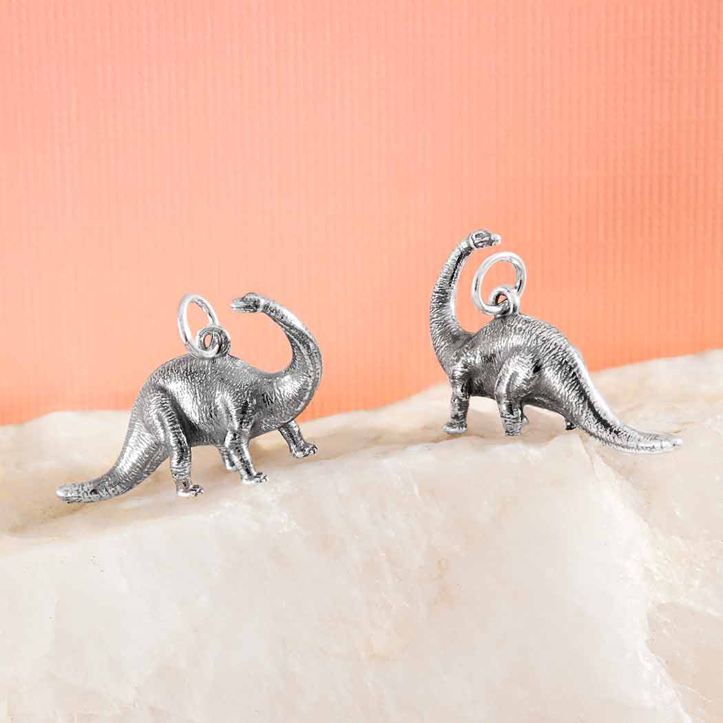 Sterling Silver Brontosaurus Dinosaur Charm - Poppies Jewelry