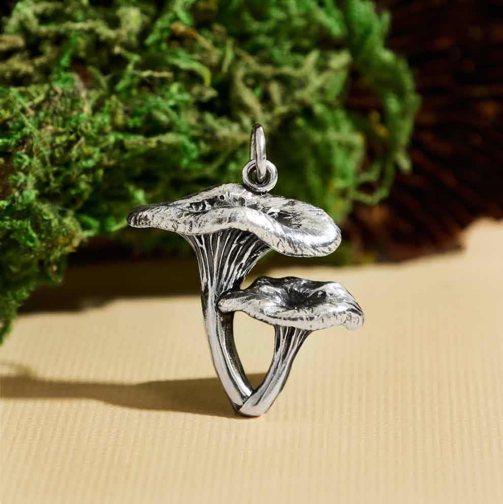 Sterling Silver Chanterelle Mushroom Pendant - Tia Tynette Designs