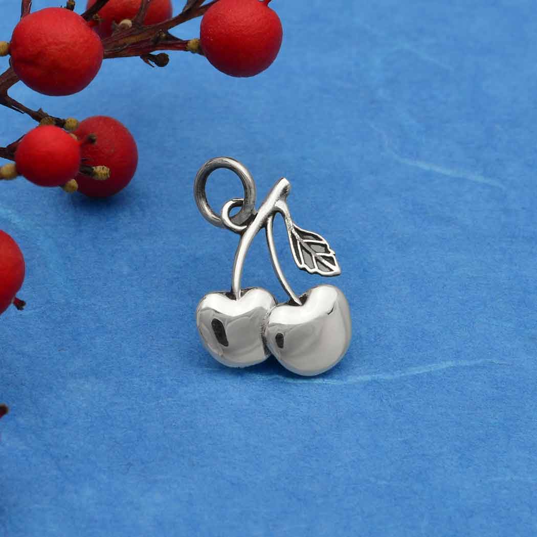Sterling Silver Cherry Charm - Poppies Jewelry