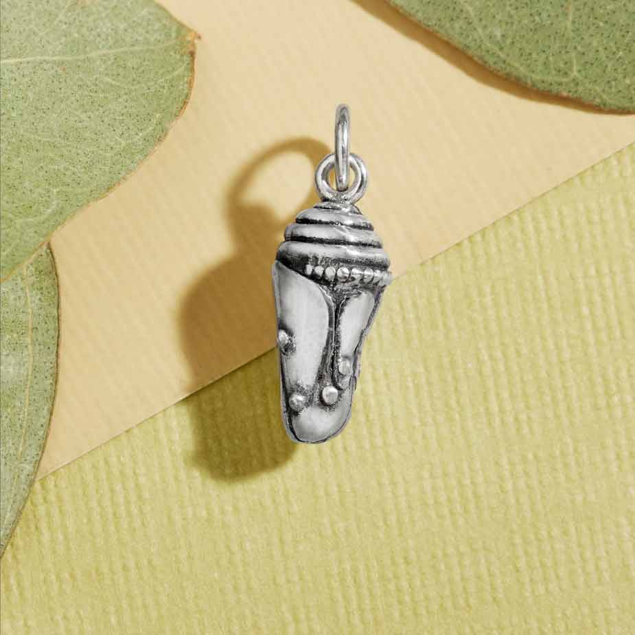 Sterling Silver Chrysalis Charm - Poppies Jewelry