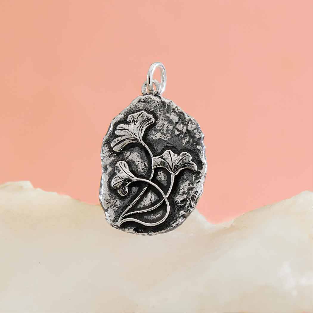 Sterling Silver Crinoid Fossil Pendant - Poppies Jewelry