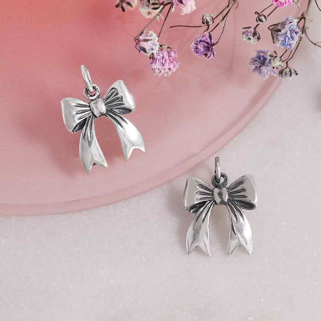Sterling Silver Dimensional Bow Charm - Tia Tynette Designs