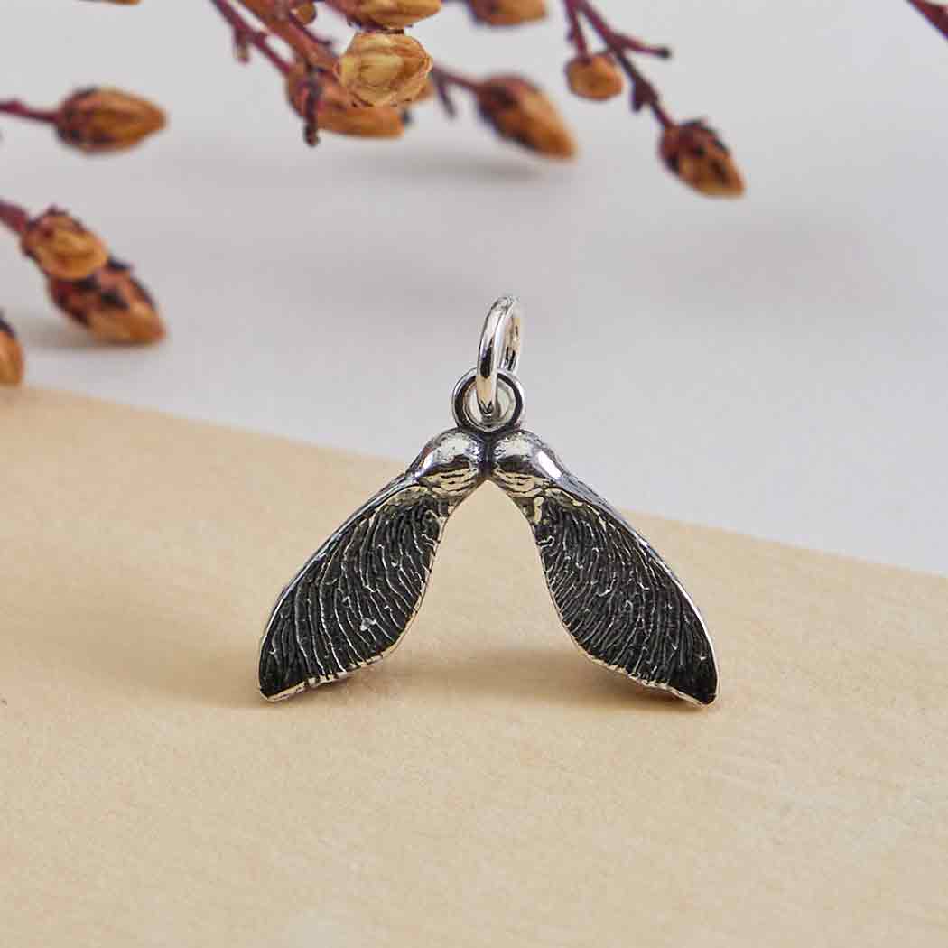 Sterling Silver Double Maple Seed Pod Charm - Tia Tynette Designs