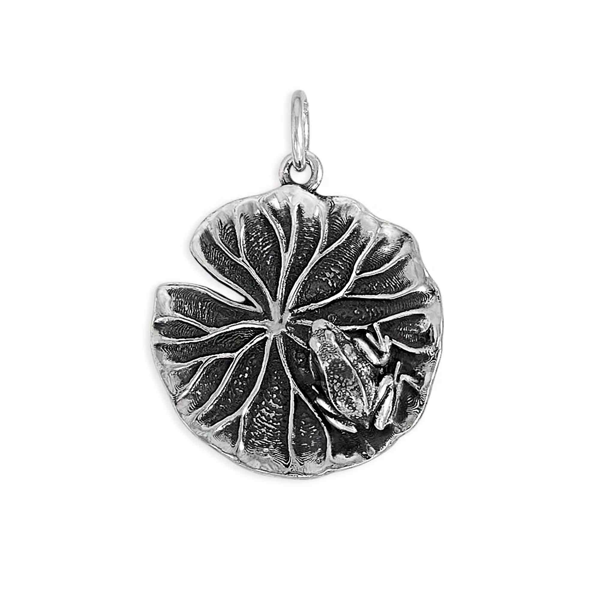 Sterling Silver Frog on Lily Pad Charm - Poppies Jewelry