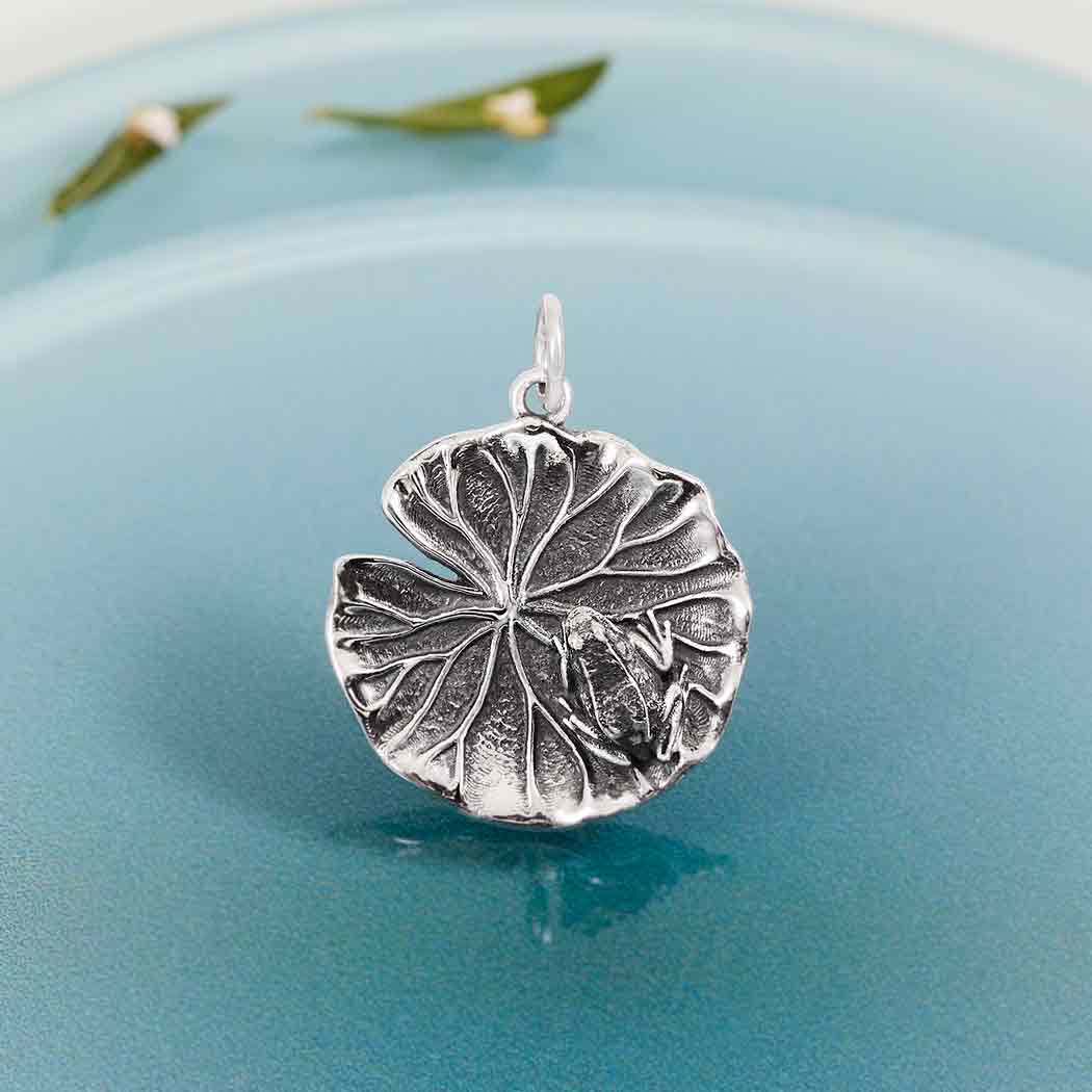 Sterling Silver Frog on Lily Pad Charm - Poppies Jewelry