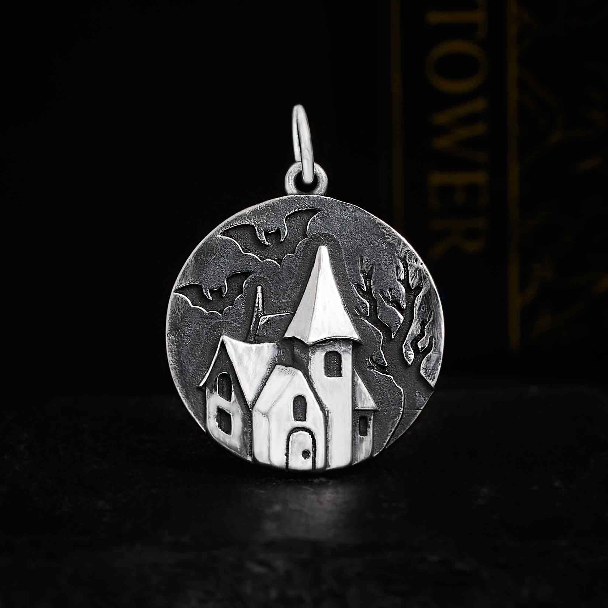 Sterling Silver Haunted House Charm - Poppies Jewelry