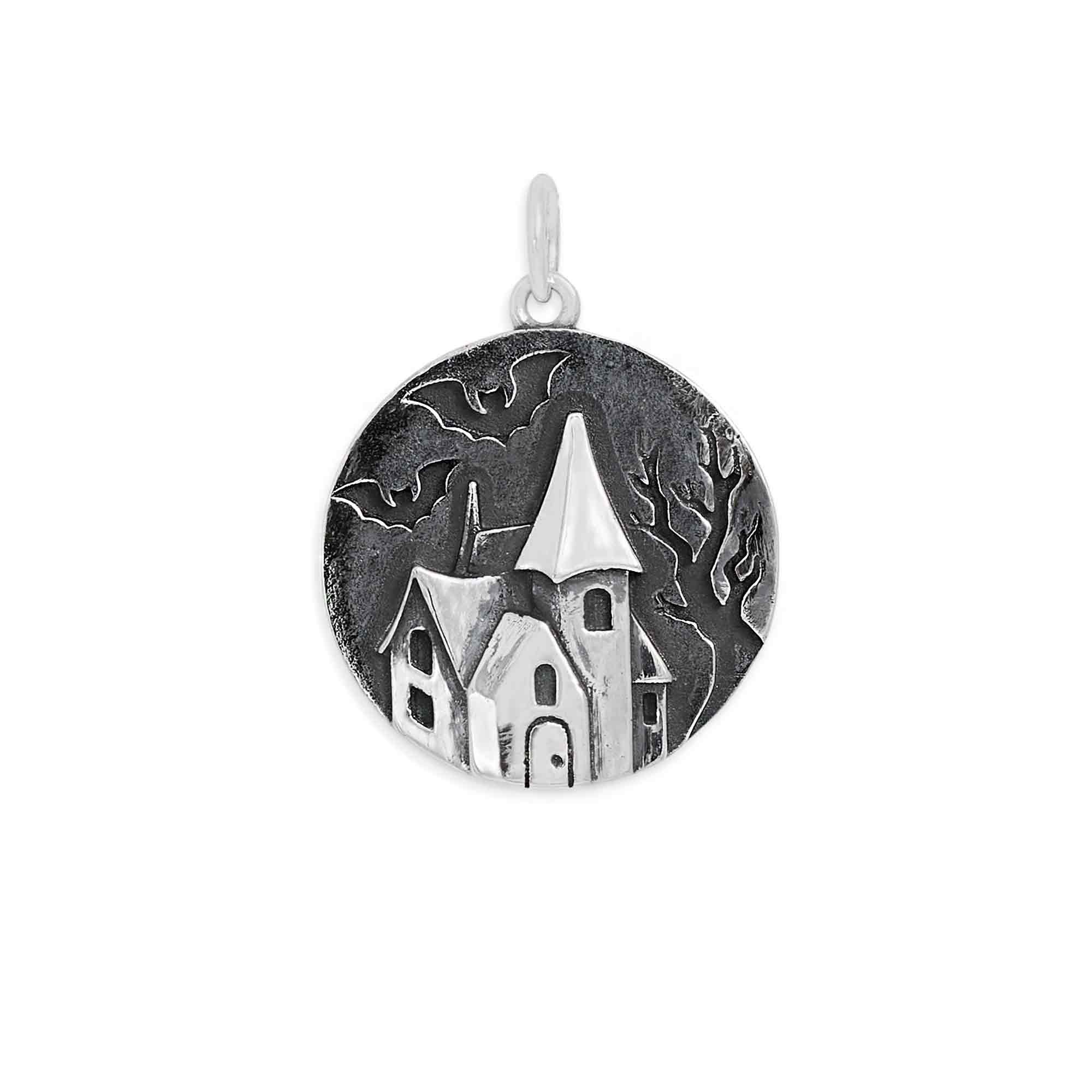Sterling Silver Haunted House Charm - Poppies Jewelry