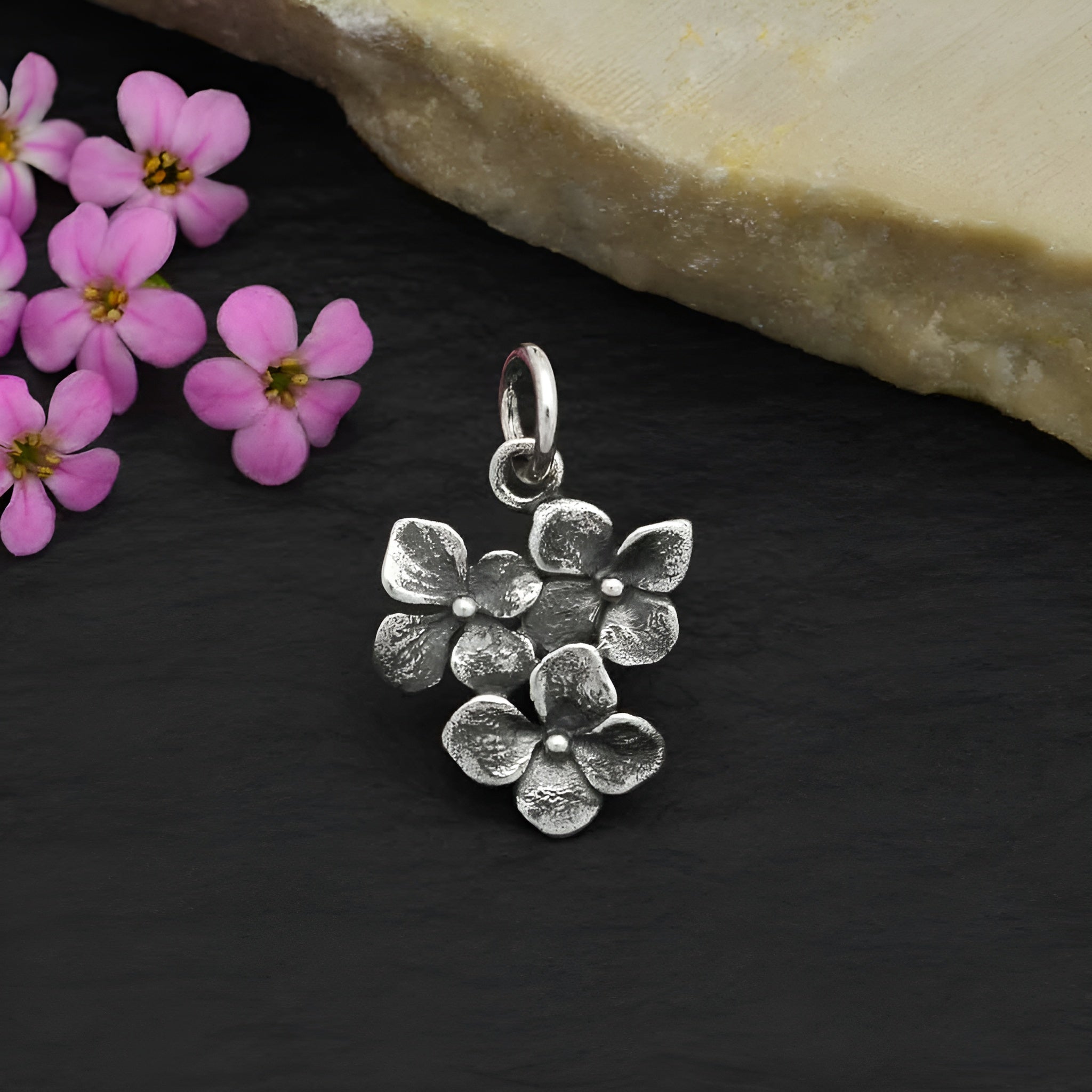 Sterling Silver Hydrangea Cluster Charm - Tia Tynette Designs