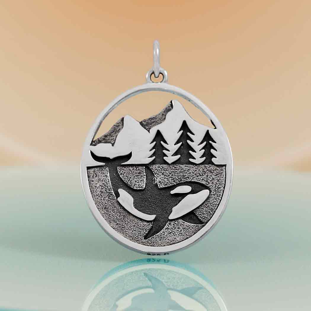 Sterling Silver Layered Orca Pendant - Poppies Jewelry