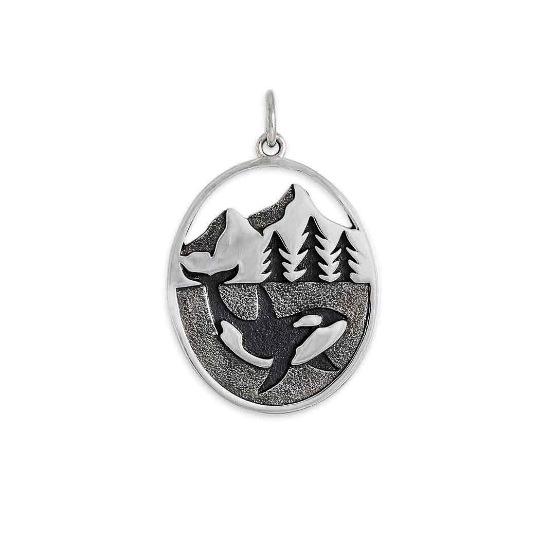 Sterling Silver Layered Orca Pendant - Poppies Jewelry