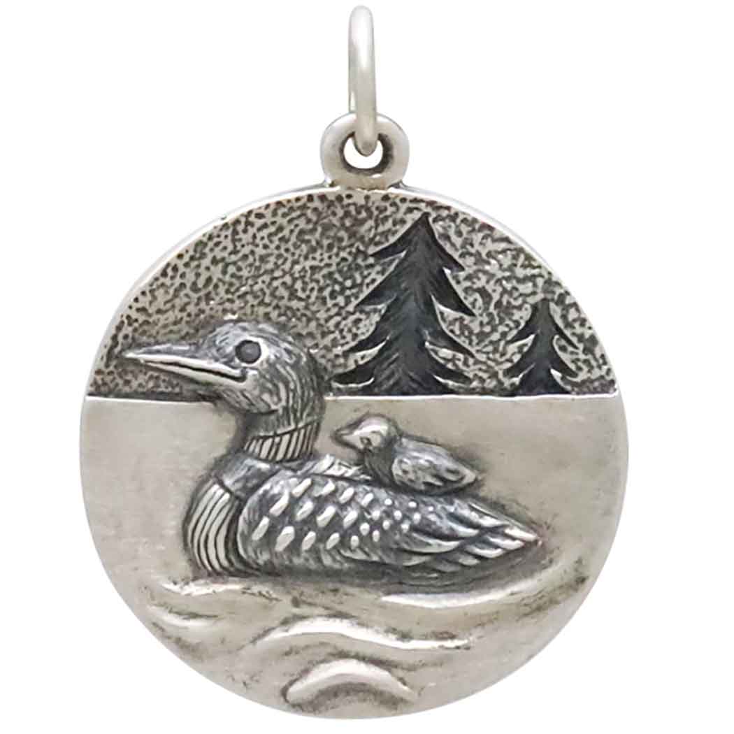 Sterling Silver Loon with Baby Pendant - Tia Tynette Designs