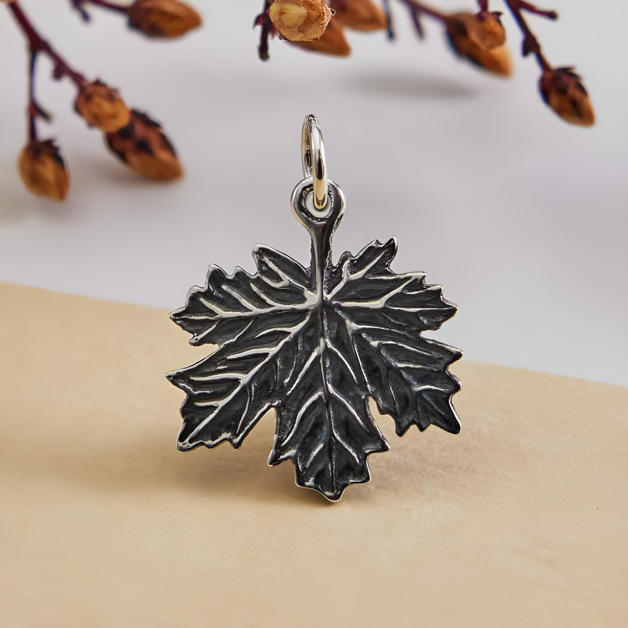 Sterling Silver Maple Leaf Charm - Poppies Jewelry