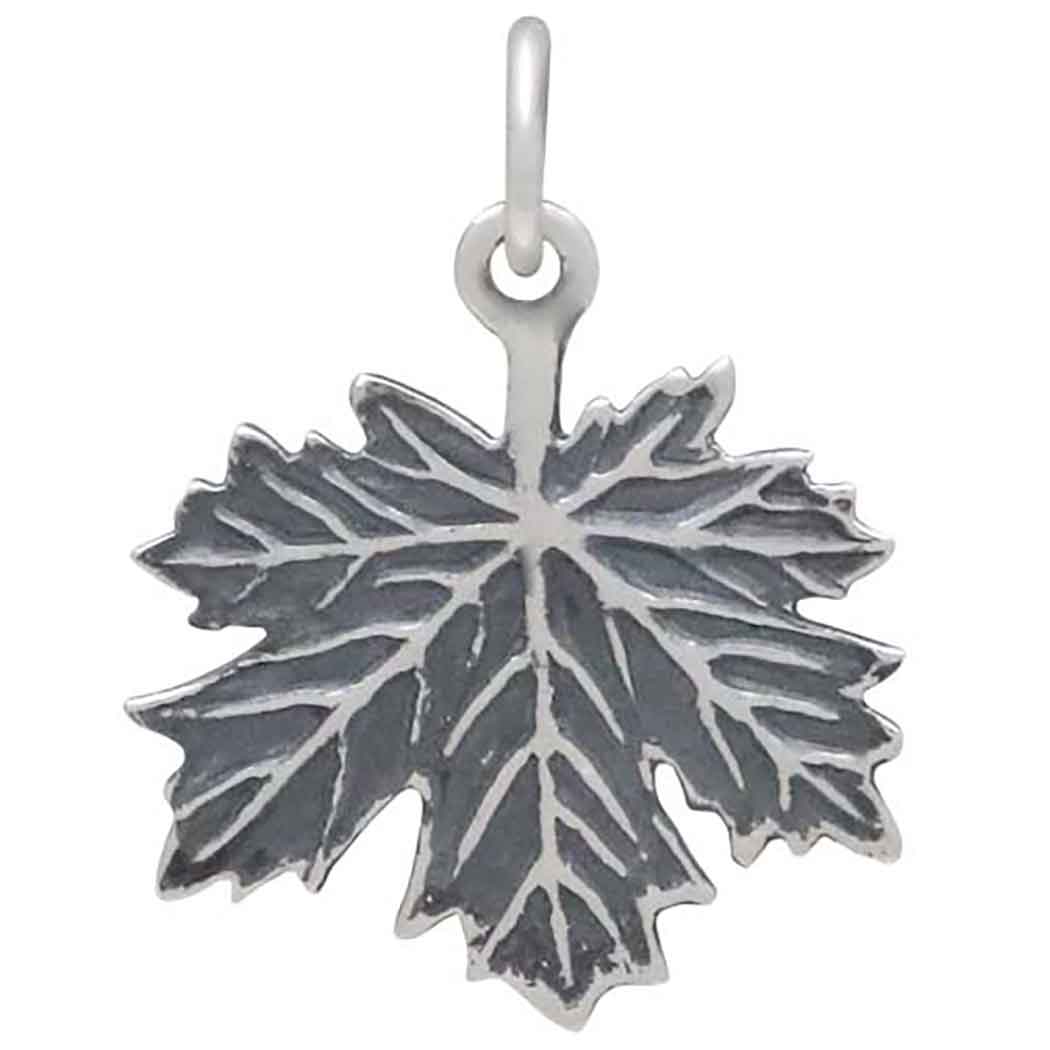 Sterling Silver Maple Leaf Charm - Poppies Jewelry