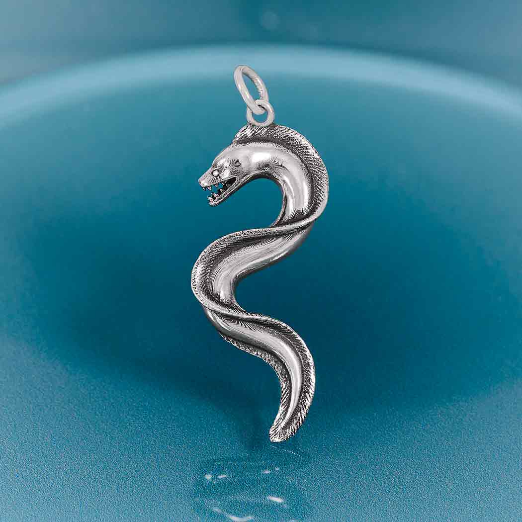 Sterling Silver Moray Eel Pendant - Poppies Jewelry