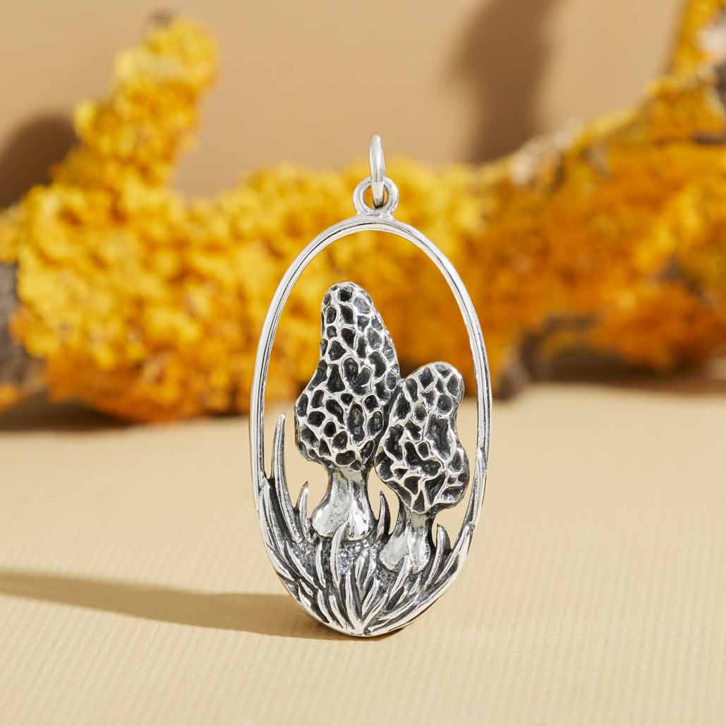 Sterling Silver Morel Mushroom Pendant - Tia Tynette Designs