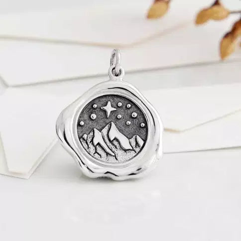 Sterling Silver Mountain Wax Seal Charm - Tia Tynette Designs
