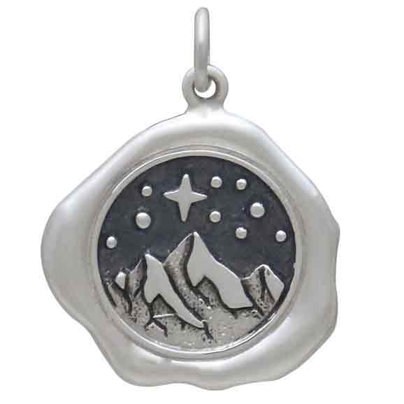 Sterling Silver Mountain Wax Seal Charm - Tia Tynette Designs