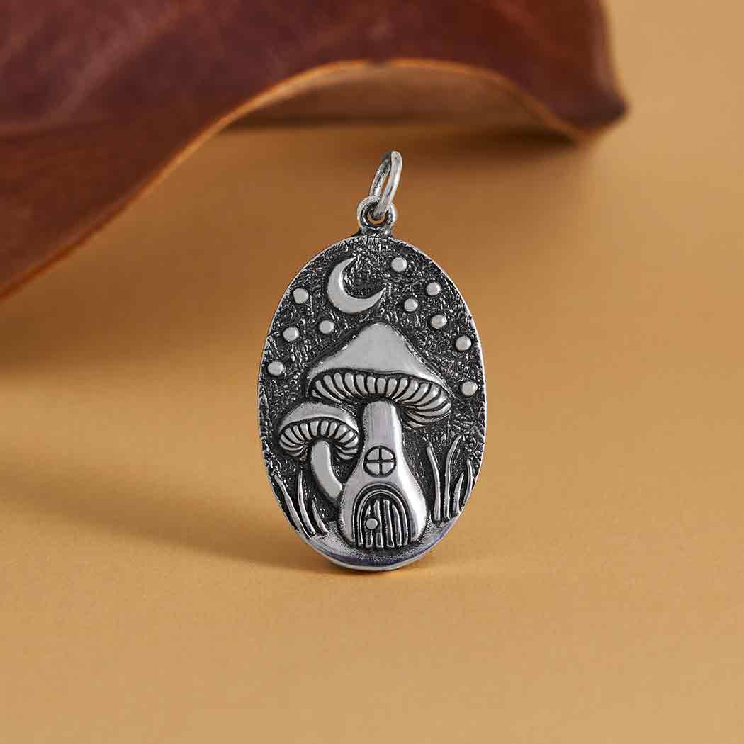 Sterling Silver Mushroom Cottage Charm - Poppies Jewelry