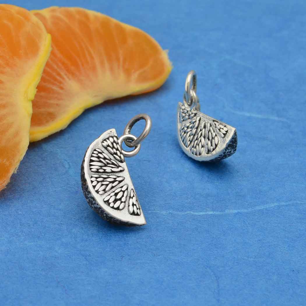 Sterling Silver Orange Slice Charm - Poppies Jewelry
