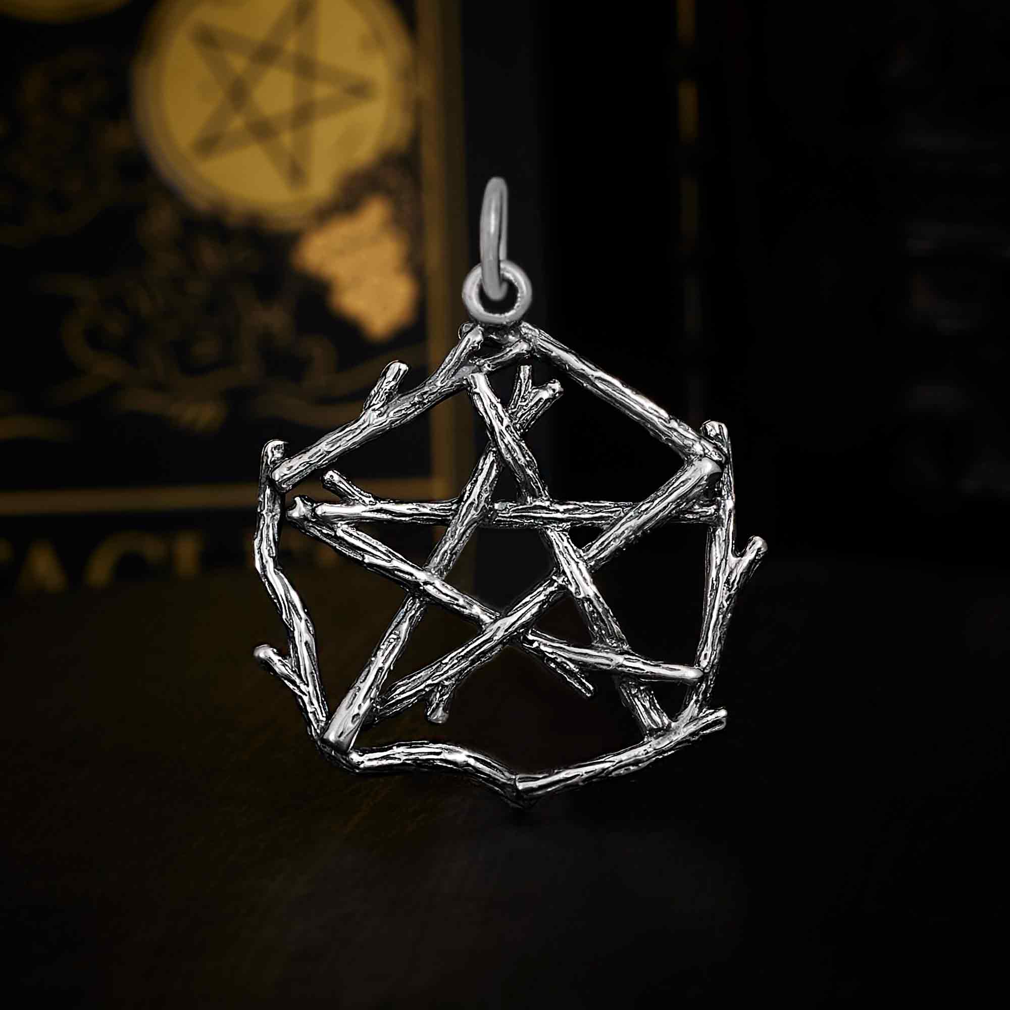 Sterling Silver Pentagram Branch Charm - Poppies Jewelry