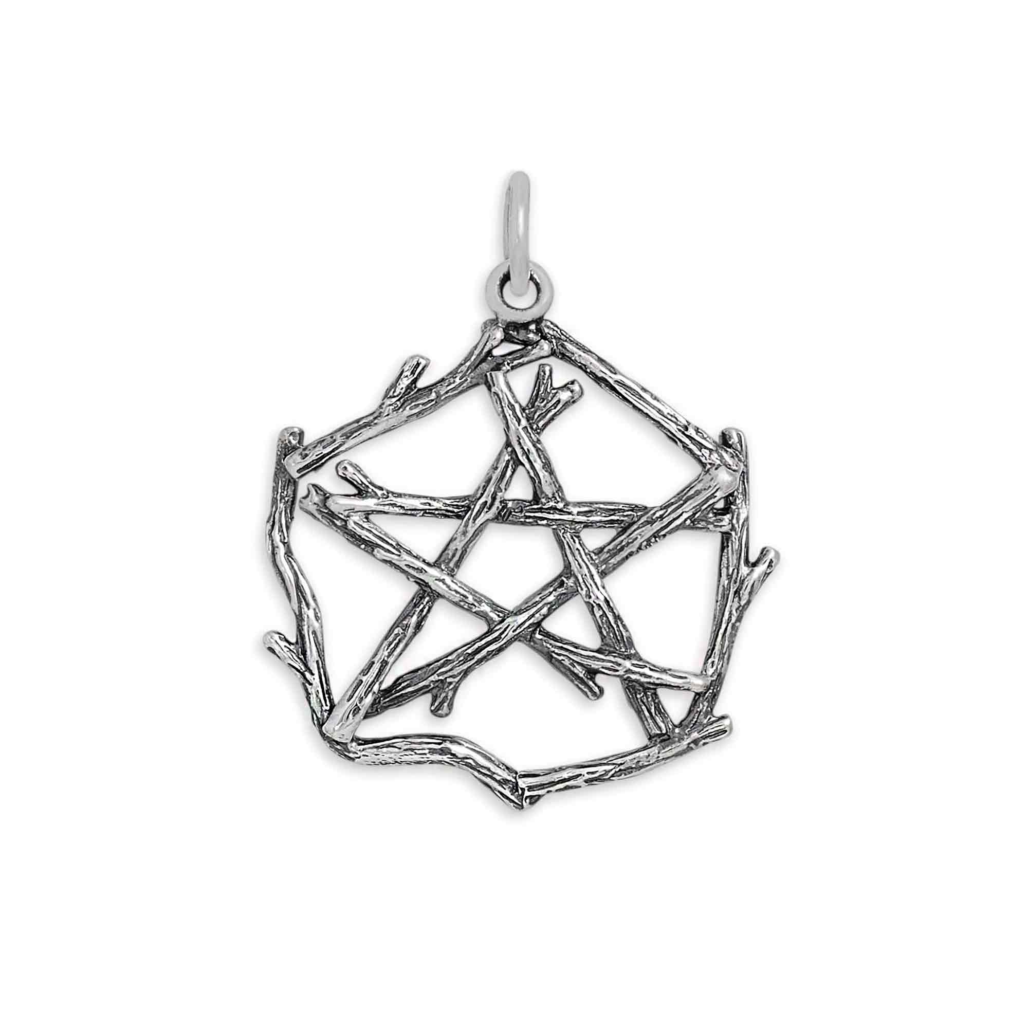 Sterling Silver Pentagram Branch Charm - Poppies Jewelry