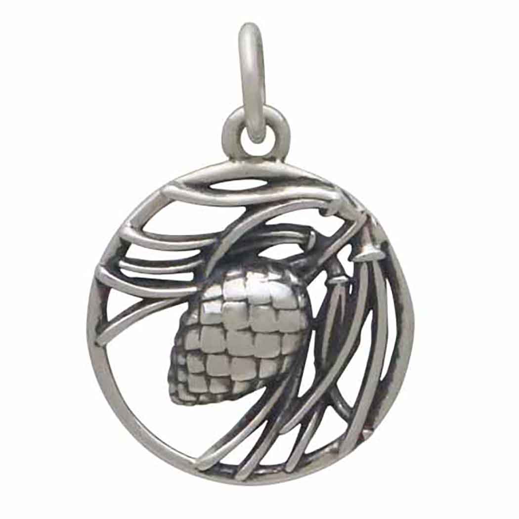 Sterling Silver Pineneedle and Pinecone Charm - Tia Tynette Designs