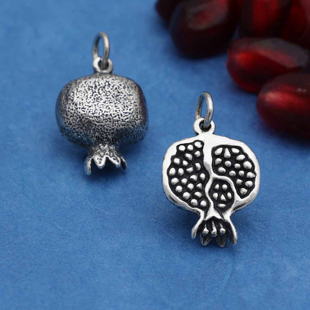 Sterling Silver Pomegranate Charm - Poppies Jewelry